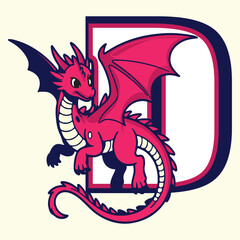   illustration of dragon in d alphabet cartoon vector icon  animal
