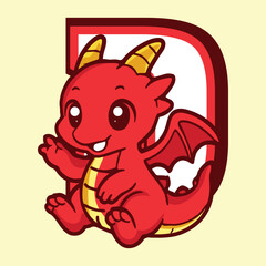   illustration of dragon in d alphabet cartoon vector icon  animal
