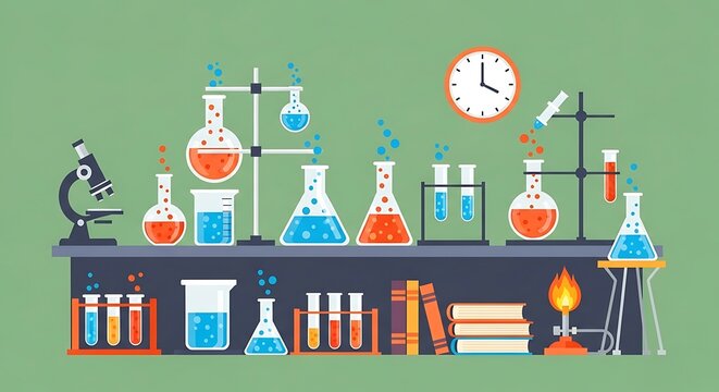 Vibrant chemistry laboratory setup with various scientific equipment