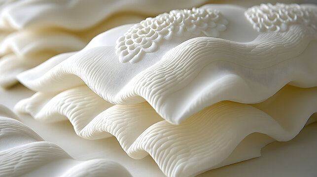 White fabric texture elegant pleated and folded silk satin pattern