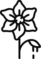 Black silhouette design depicting a wilting flower illustrating sadness decay and the cycle of life