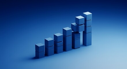 Abstract Blue Cubes Rising to Represent Growth and Success