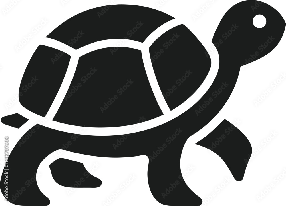 Poster simple black silhouette design of a crawling turtle depicted in an artistic transparent vector form