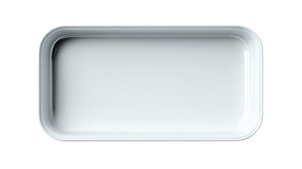 White rectangular plastic tray isolated, transparent background