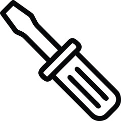 Simple black silhouette of a screwdriver tool for diy projects and repair work on a white background