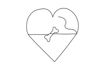  Love icon continuous one line drawing white background