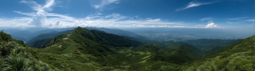 Breathtaking panoramic view of lush mountains nature landscape 360 degree hdr environment