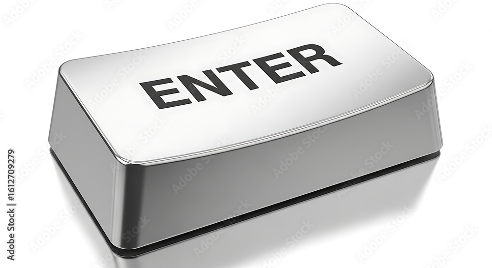 Poster enter key on a computer keyboard, close-up studio shot