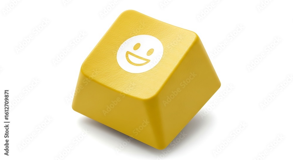 Poster yellow keyboard key with smiling face icon