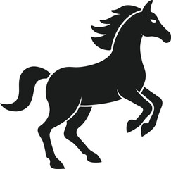 Black silhouette of a galloping horse representing freedom power and elegance vector illustration.