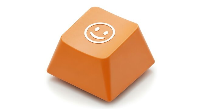 Orange keycap with smiley face on white background