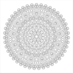 Fototapeta premium A detailed mandala design featuring intricate floral patterns and symmetrical shapes, suitable for coloring or artistic projects.