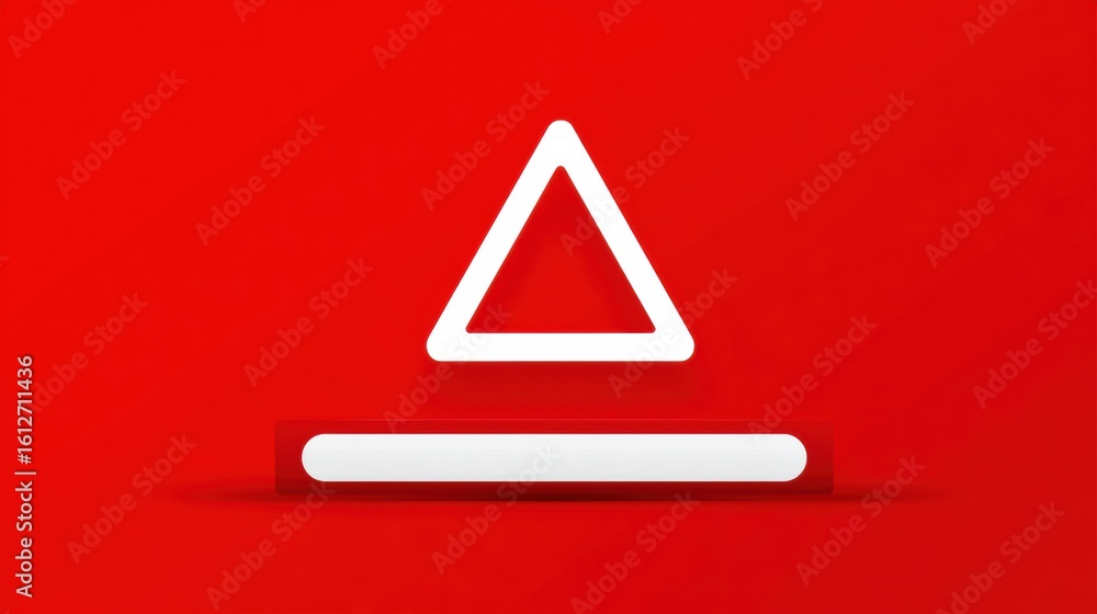 Poster red alert symbol over simulated browser tab indicating potential security risk or warning notice in 