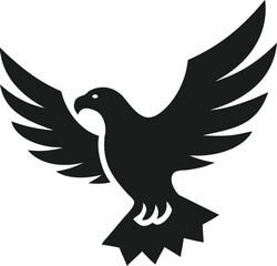 Majestic eagle silhouette with wings spread soaring high in flight modern minimalist vector graphic design