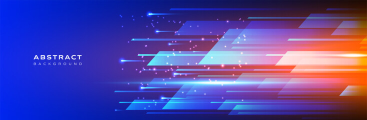 Technology blue background vector with glowing lines and dynamic motion effect Abstract digital design for innovation, speed, and futuristic concepts. presentation, web banner