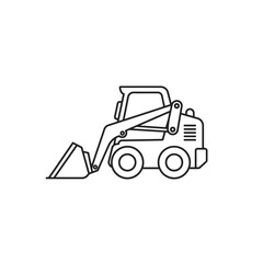 Naklejka premium A minimalist line art illustration of a skid-steer loader, conveying simplicity and functionality in a clean, modern design against a white background.