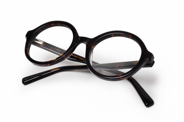 Brown leopard spotted glasses isolated on white background, spectacle for display or advertising sign or for a web banner