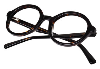 Brown leopard spotted glasses isolated on white background, spectacle for display or advertising sign or for a web banner