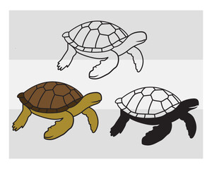Turtles SVG Silhouette Bundle, Turtles Silhouette, Sea Turtle Svg, Animal Svg, Beach Turtle, Ocean Png, Tortoise Svg Images,
