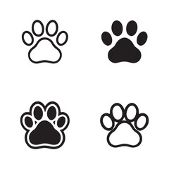 set of animal paw print icons in vector style