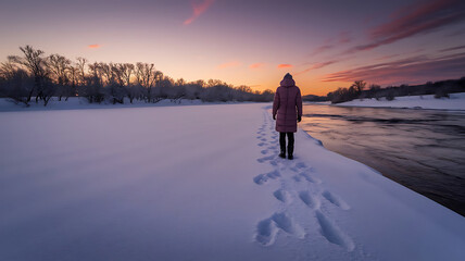 Woman walking in winter