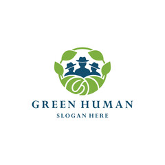Green human logo vector icon illustration