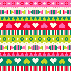Cute geometric elements stripes pattern design for christmas and new year  background.