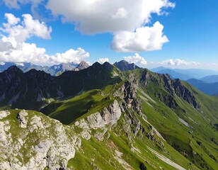 Alpine mountain range panorama