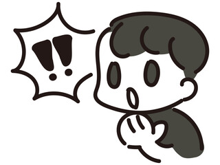 Surprised Boy Character with Exclamation Mark – Simple Reaction Illustration