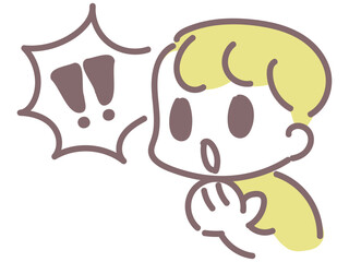 Surprised cute face illustration for SNS and blog