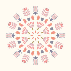 Floral mandala pattern. Symmetrical Decorative flower design.