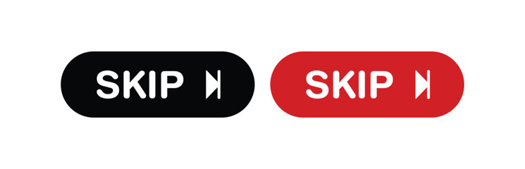 Red & Black Skip Ad Icons  Bold Vector Buttons for Video Ads and Streaming Interfaces