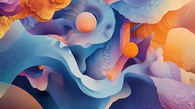 Abstract cosmic dreamscape swirls with vibrant hues and fluid forms for surreal atmosphere imaginative space visionary art ethereal beauty celestial energy fantasy concept.