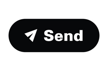 Minimal Black Send Button on White Background for App and Web Interface