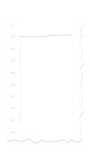 Torn Paper Frame with Punch Holes – Isolated Cutout Template, Notebook Edge Paper Frame with Rough Torn Borders