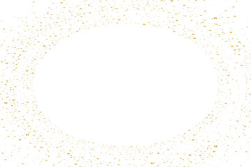 Golden Glitter Particle Circle Frame on White Background, Elegant Gold Sparkle Border for Invitations and Design Projects, abstract circle background