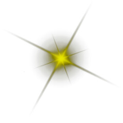 Glowing Yellow Light Star on Transparet Background, Bright Star Flare Effect – Radiant Light Burst
