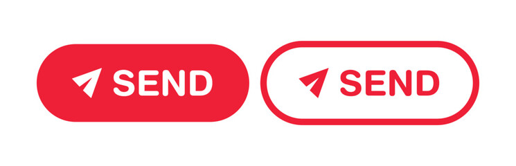 Collection of Red Send Buttons Displayed on White Background