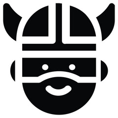 Viking Helmet Illustration Black and White Icon