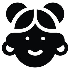 Smiling Girl Illustration Black and White