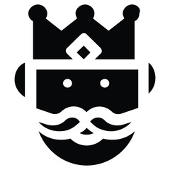 King Illustration Black and White Icon