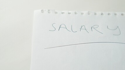 Salary - word concept on letter
