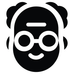 Elderly Man Illustration: Simple Black and White Icon