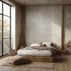 Fototapeta premium Interior design of a modern living room featuring a pink sofa, exuding a stylish yet relaxed vibe. Created with, Generative AI