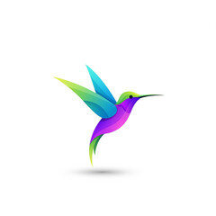 Fototapeta premium Lume Bird – Elegant Hummingbird Gradient Logo colorful stylish 