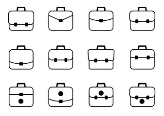 Briefcase icon collection. Different briefcase set. Vector	