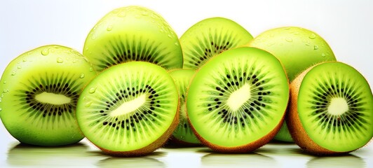 Fototapeta premium kiwi slice Wireframe,creative commons attribution,, Generative AI