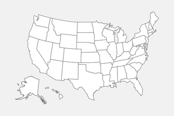 Flat design USA outline map vector illustrations