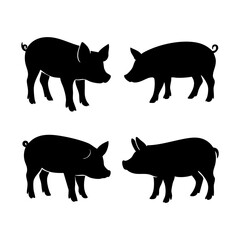 set of black pig silhouettes, perfect for farm designs