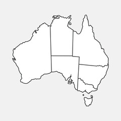 Flat design Australian outline map vector illustrations